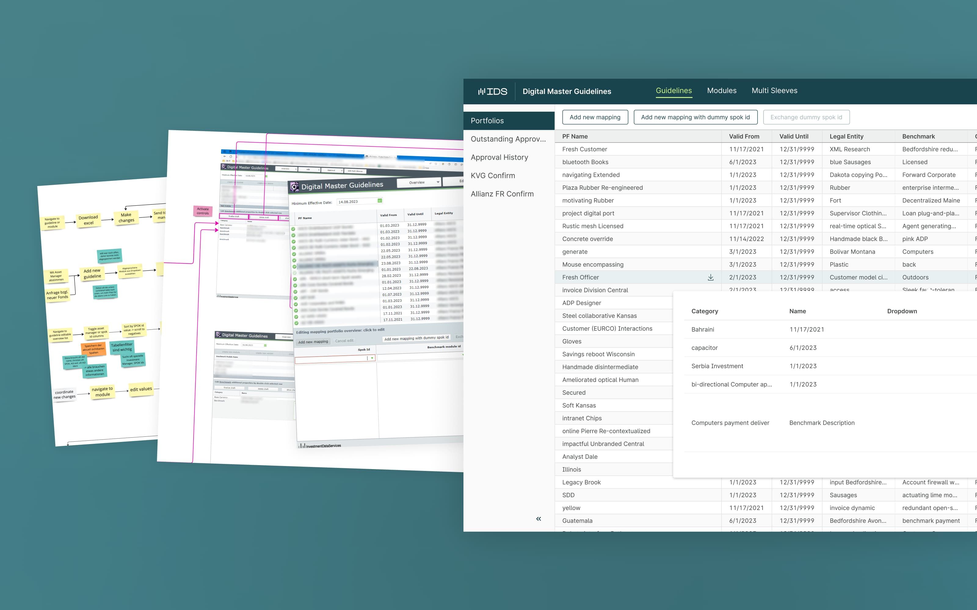 From first research insights, we created interaction mappings and concepts. The final screen on the right includes many quality of life and UX improvements, while being careful not to disrupt existing workflows.