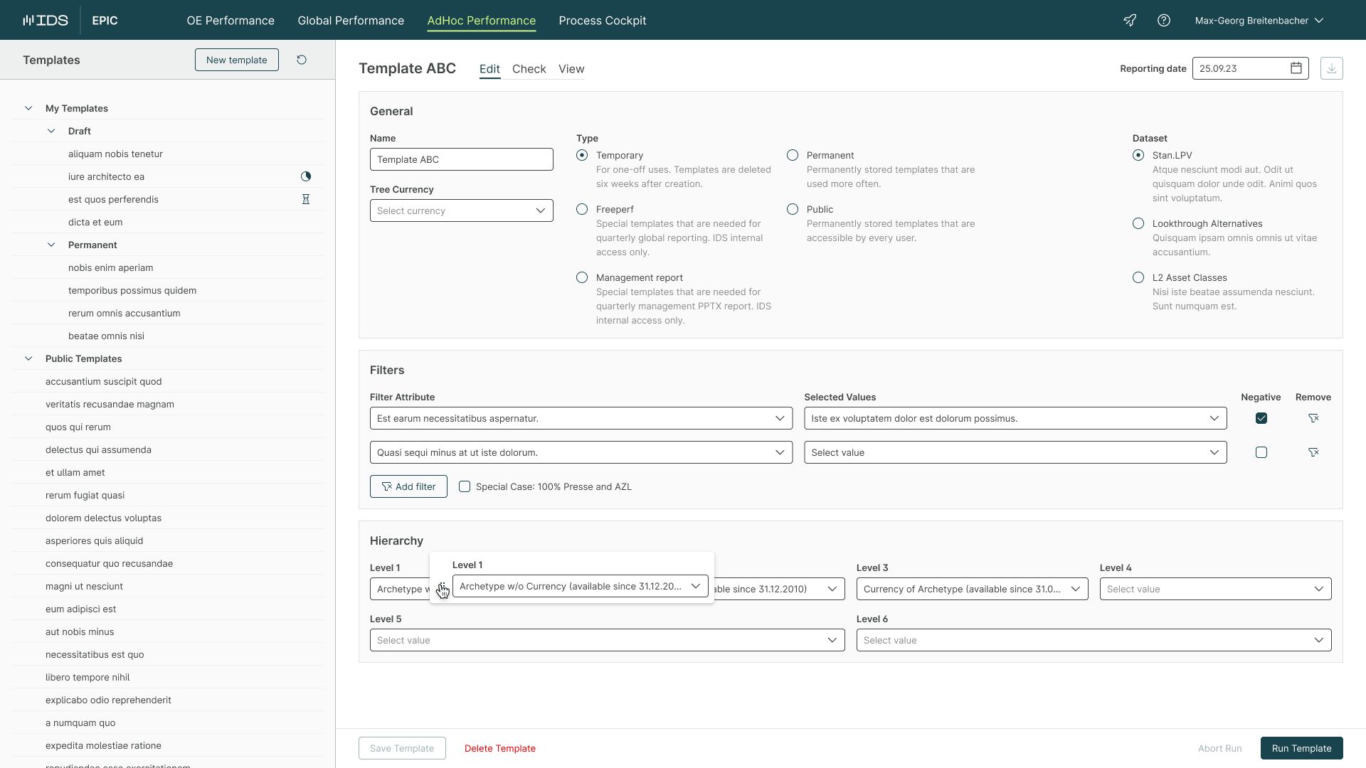 The finished design (pictured with dummy data) with many visual improvements to hierarchy and layout.